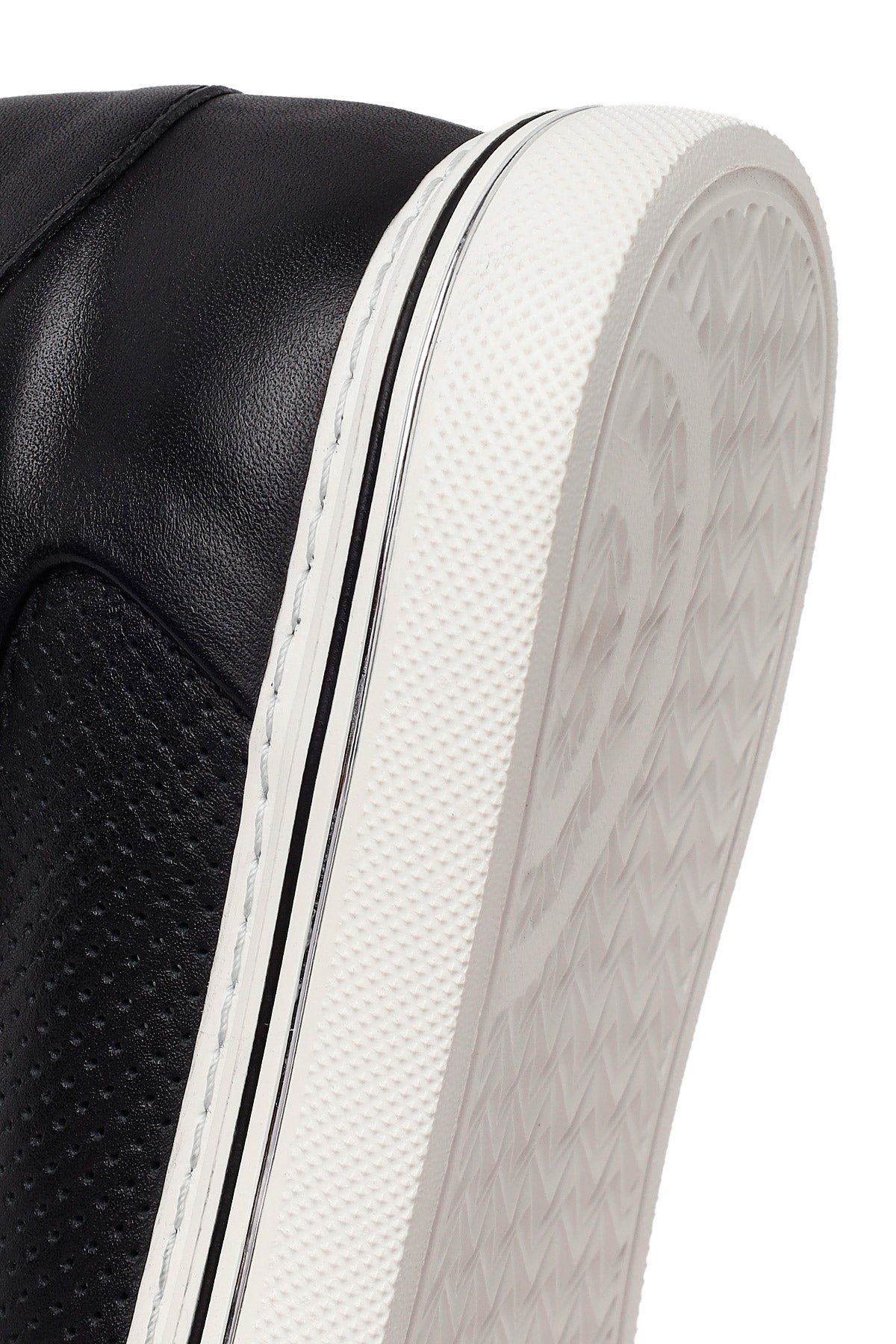 Erkek Siyah Bağcıklı Deri Sneaker