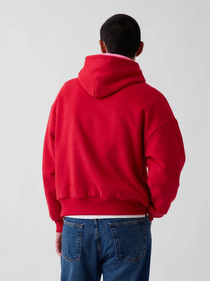 Kırmızı Vintagesoft Reversible Oversized Logo Sweatshirt