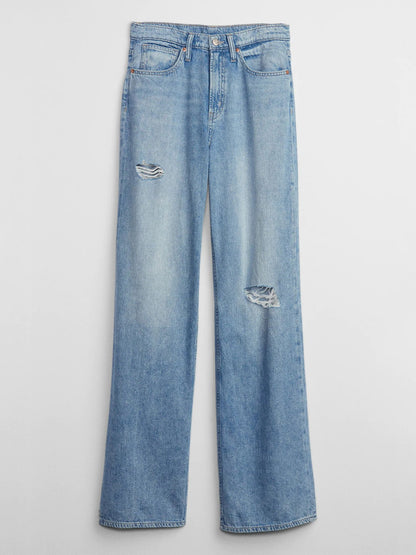 Mavi High Rise Destructed Wide-leg Washwell™ Jean Pantolon
