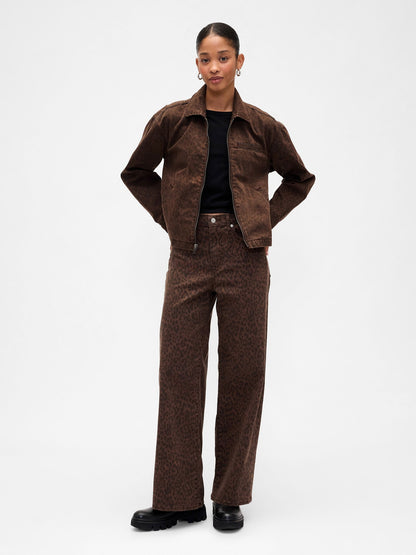 Kahverengi Cropped Denim Chore Ceket