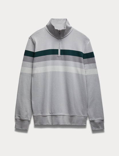 Saf Pamuklu Yarım Fermuarlı Sweatshirt