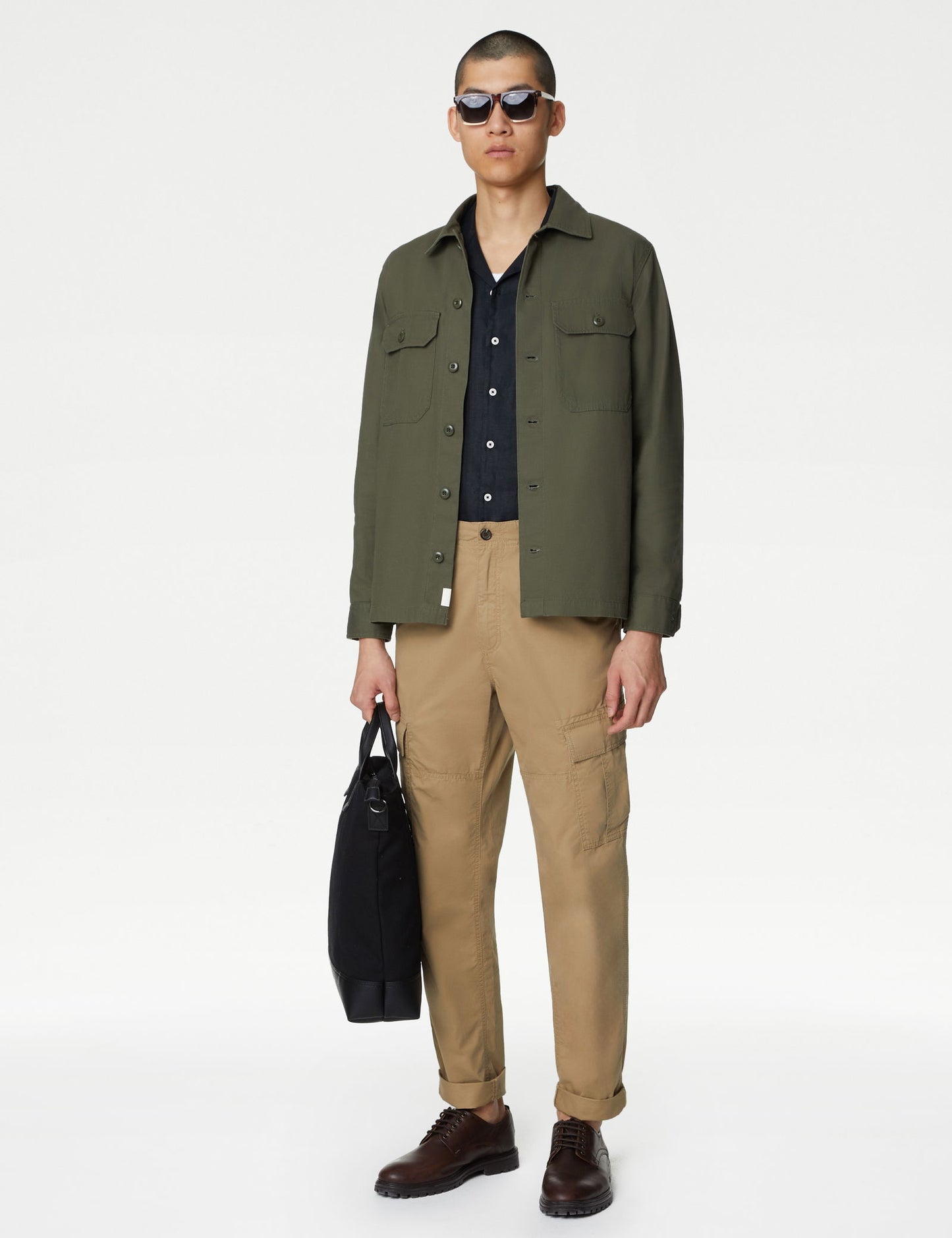 Saf Pamuklu Tapered Fit Kargo Pantolon