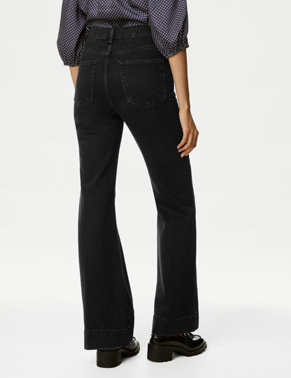 Yüksek Bel Flared Fit Jean Pantolon