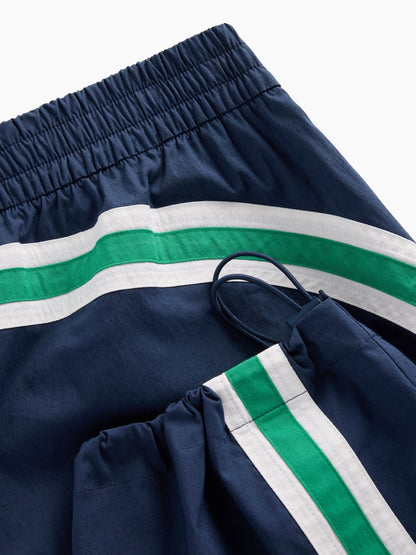 Lacivert Gap × Malbon Textured Poplin Barrel Track Pantolon