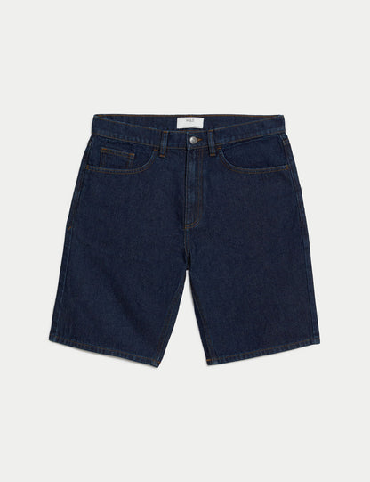 Saf Pamuklu Denim Şort