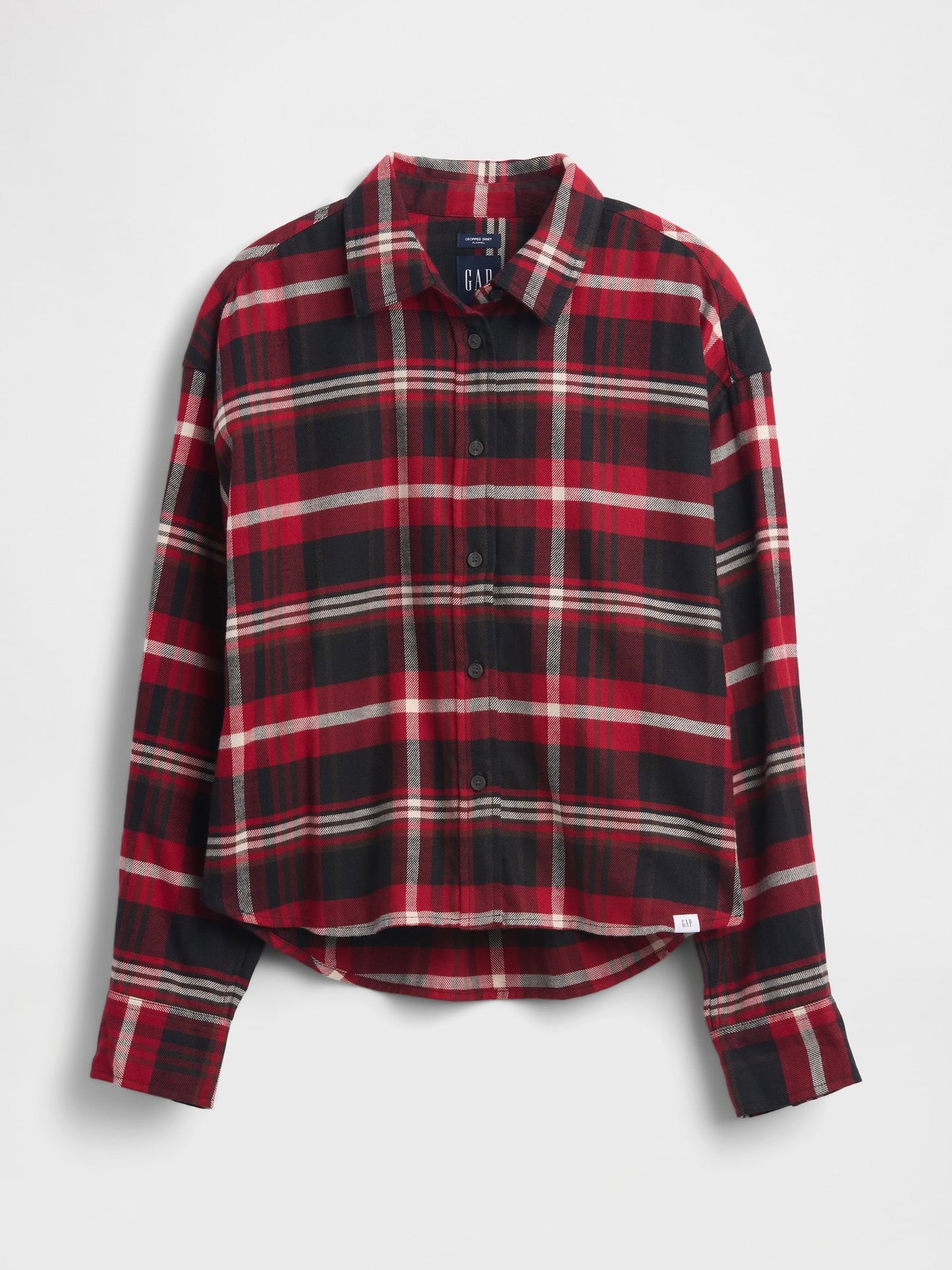 Bordo Flannel Straight-hem Crop Gömlek