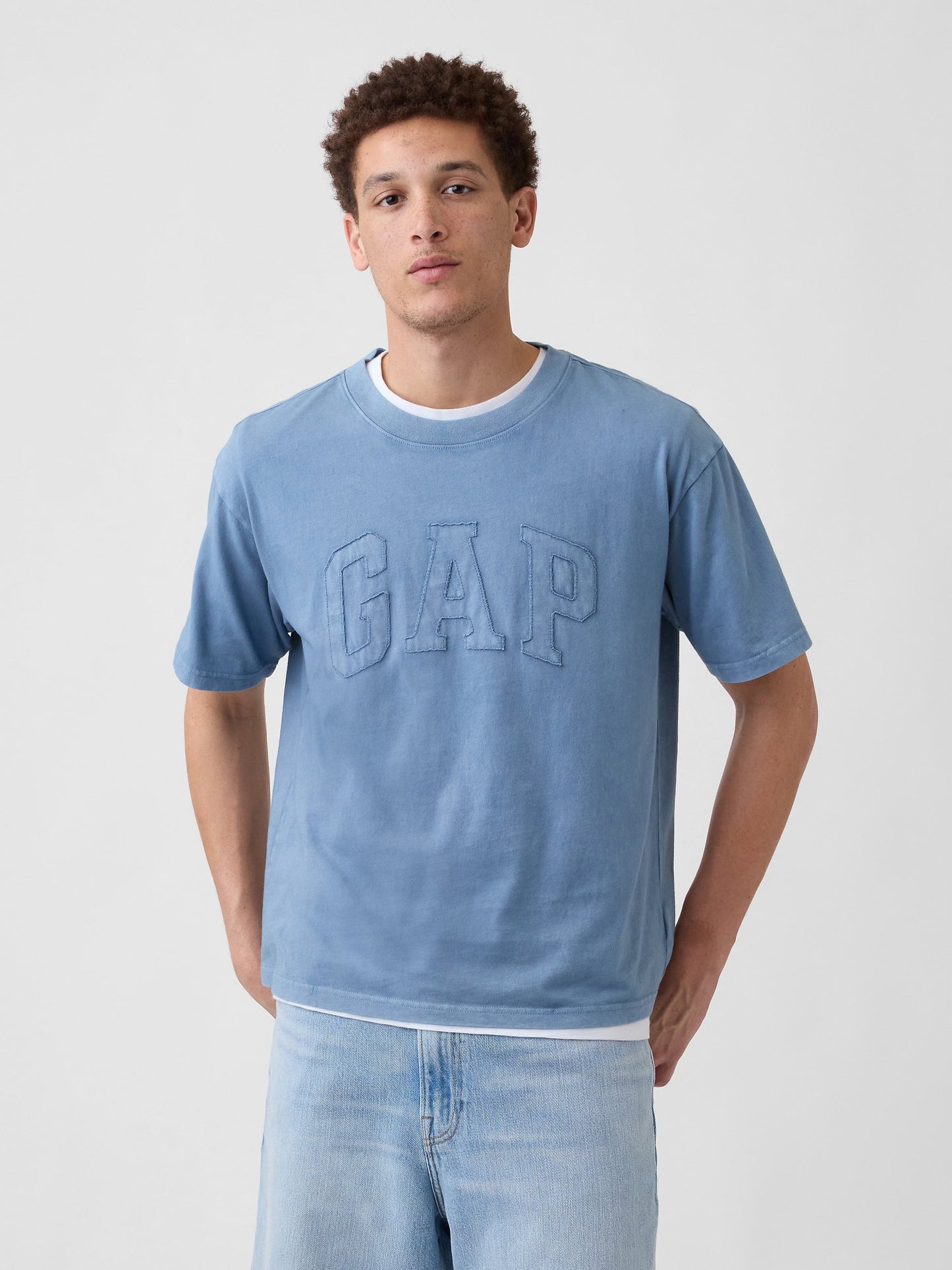Açık Mavi Everyday Soft Boxy Gap Logo T-shirt