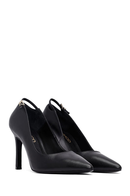 Kadın Siyah Ince Topuklu Deri Stiletto