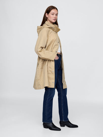 Bej Oversized Poliamid Parka