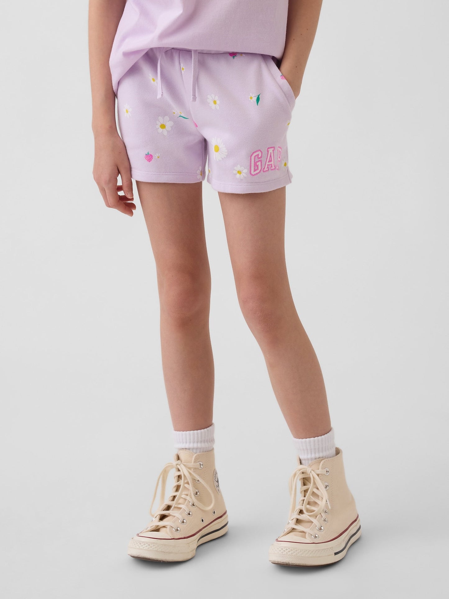 Lila Gap Logo Fransız Havlu Kumaş Pull-on Şort