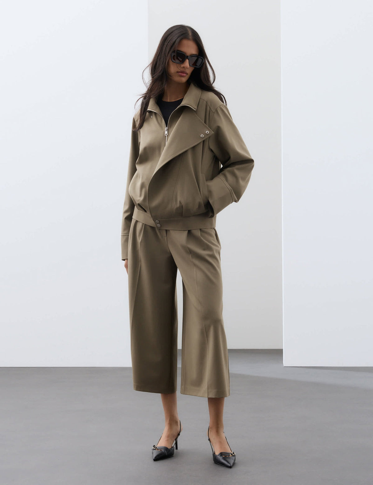 Yüksek Bel Wide Leg Culotte Pantolon