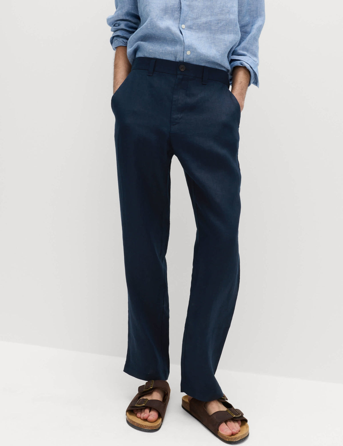 %100 Keten Chino Pantolon