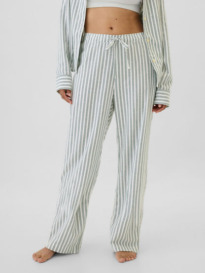 Mavi Desenli Flannel Pijama Altı