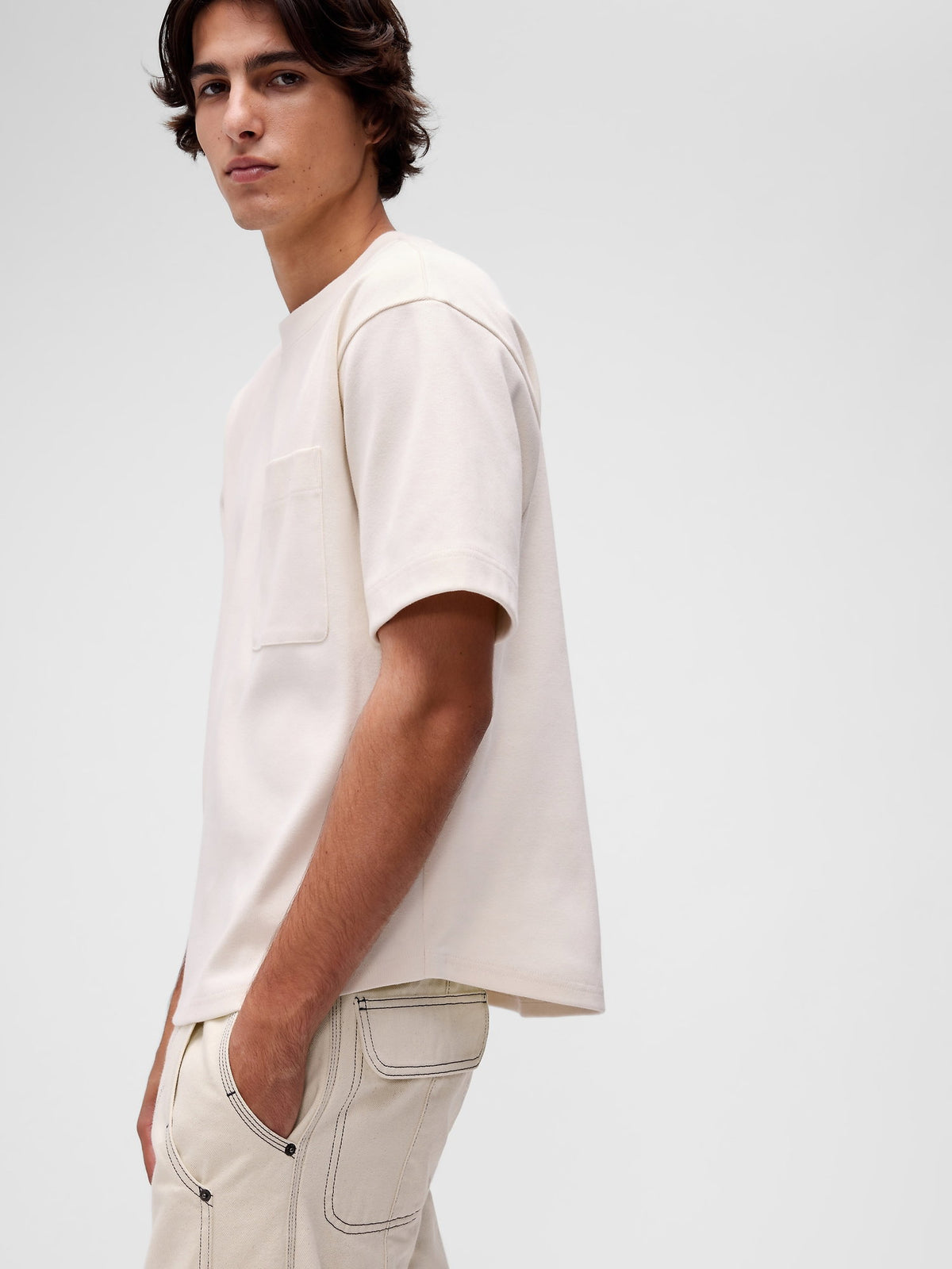 Krem Gapstudio Extra Heavyweight Cepli T-shirt