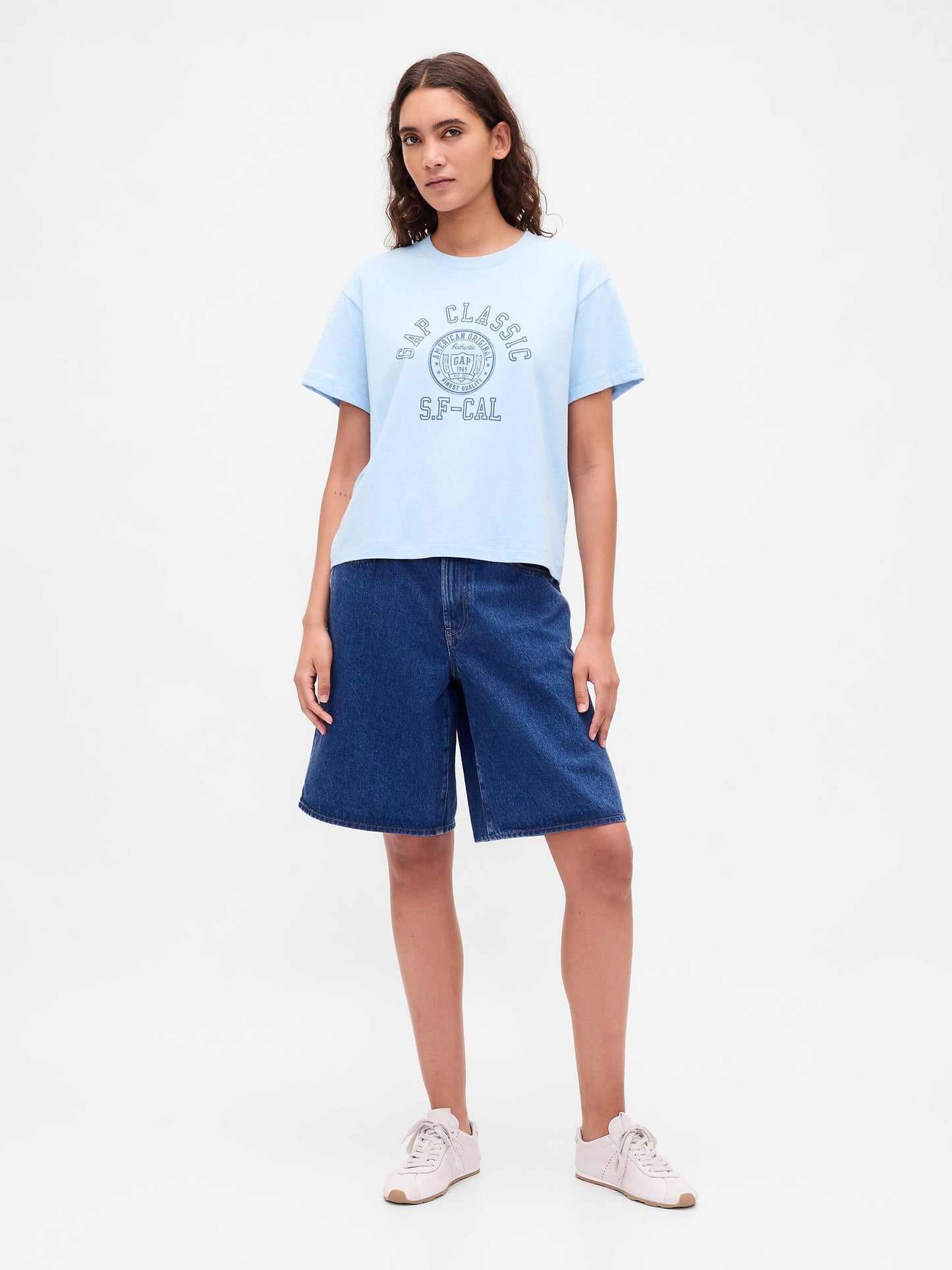 Açık Mavi Relaxed Gap Logo T-shirt