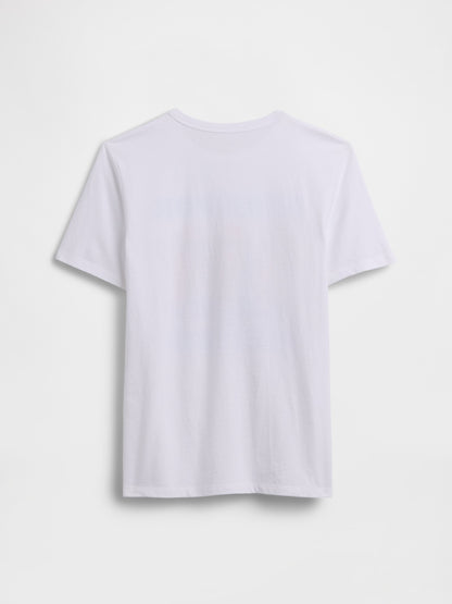 Beyaz Grafik Baskılı T-shirt