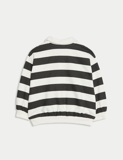 Pamuk Karışımlı Çizgili Rugby Sweatshirt