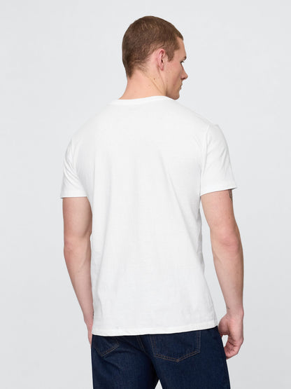 Beyaz Pamuklu Jersey V Yaka T-shirt