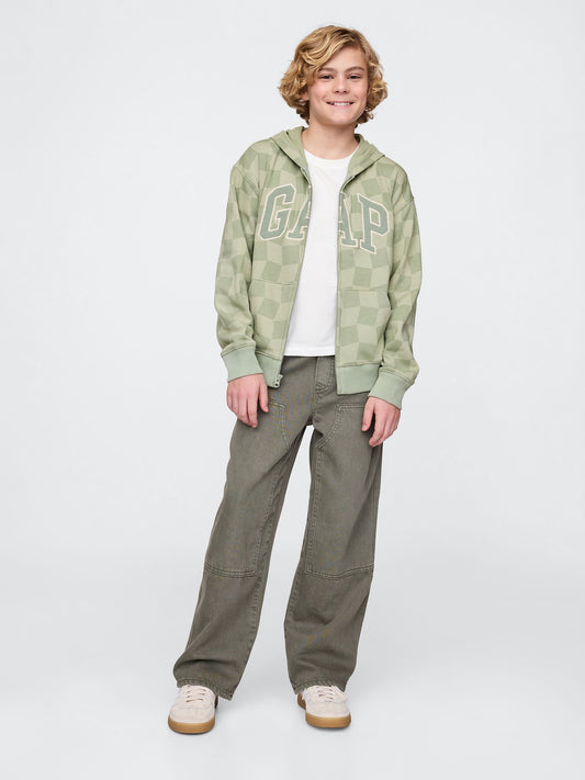 Yeşil Relaxed Gap Logo Fermuarlı Sweatshirt
