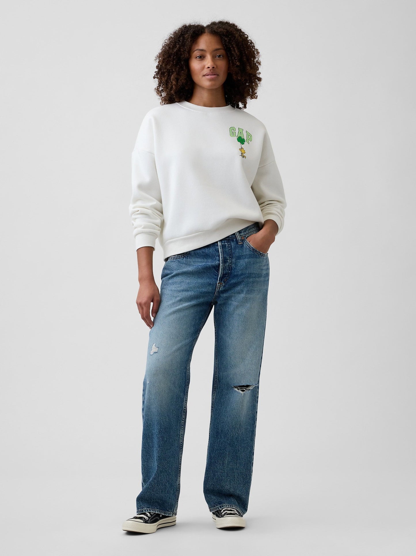 Beyaz Peanuts Oversized Wedge Sweatshirt