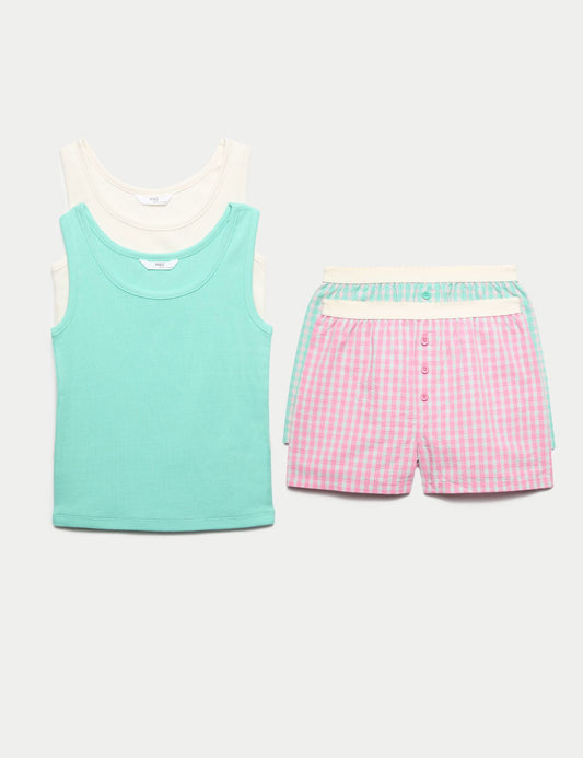 2'li Çizgili Şortlu Pijama Takımı
