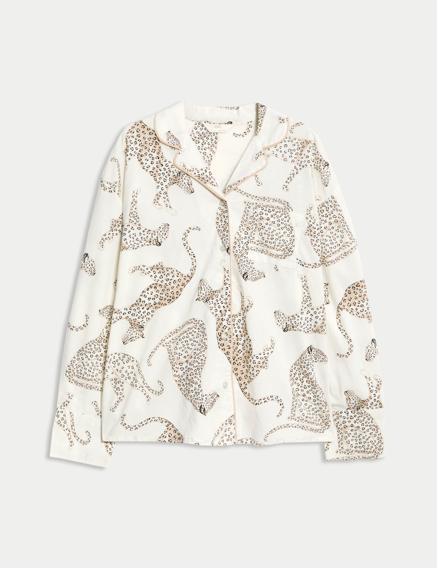 Saf Pamuklu Desenli Pijama Üstü