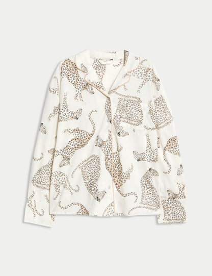 Saf Pamuklu Desenli Pijama Üstü