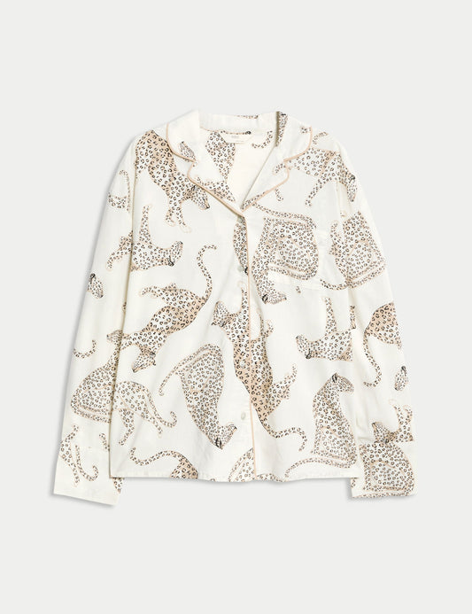 Saf Pamuklu Desenli Pijama Üstü