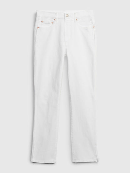 Beyaz High Rise Vintage Slim Jean Pantolon