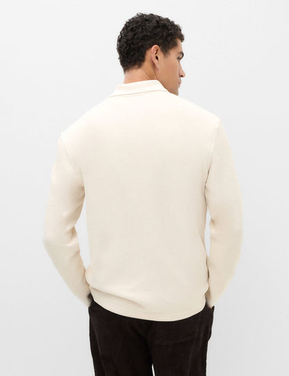 Fitilli Uzun Kollu Polo Yaka T-shirt