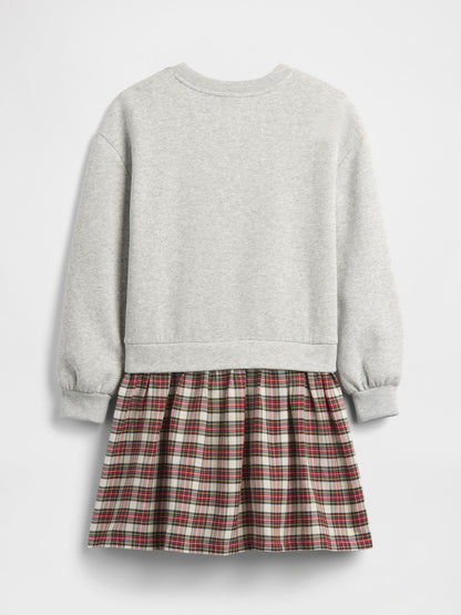 Kırmızı Çocuklar Oversized Payetli Sweatshirt Elbisesi