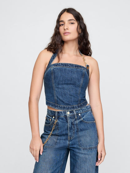 Mavi Gap × Cult Gaia Denim Crop Büstiyer