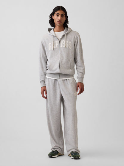 Gri Fransız Havlu Kumaş Relaxed Gap 1969 Logo Fermuarlı Sweatshirt