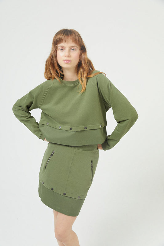 Haki Geniş Kesim Sweatshirt