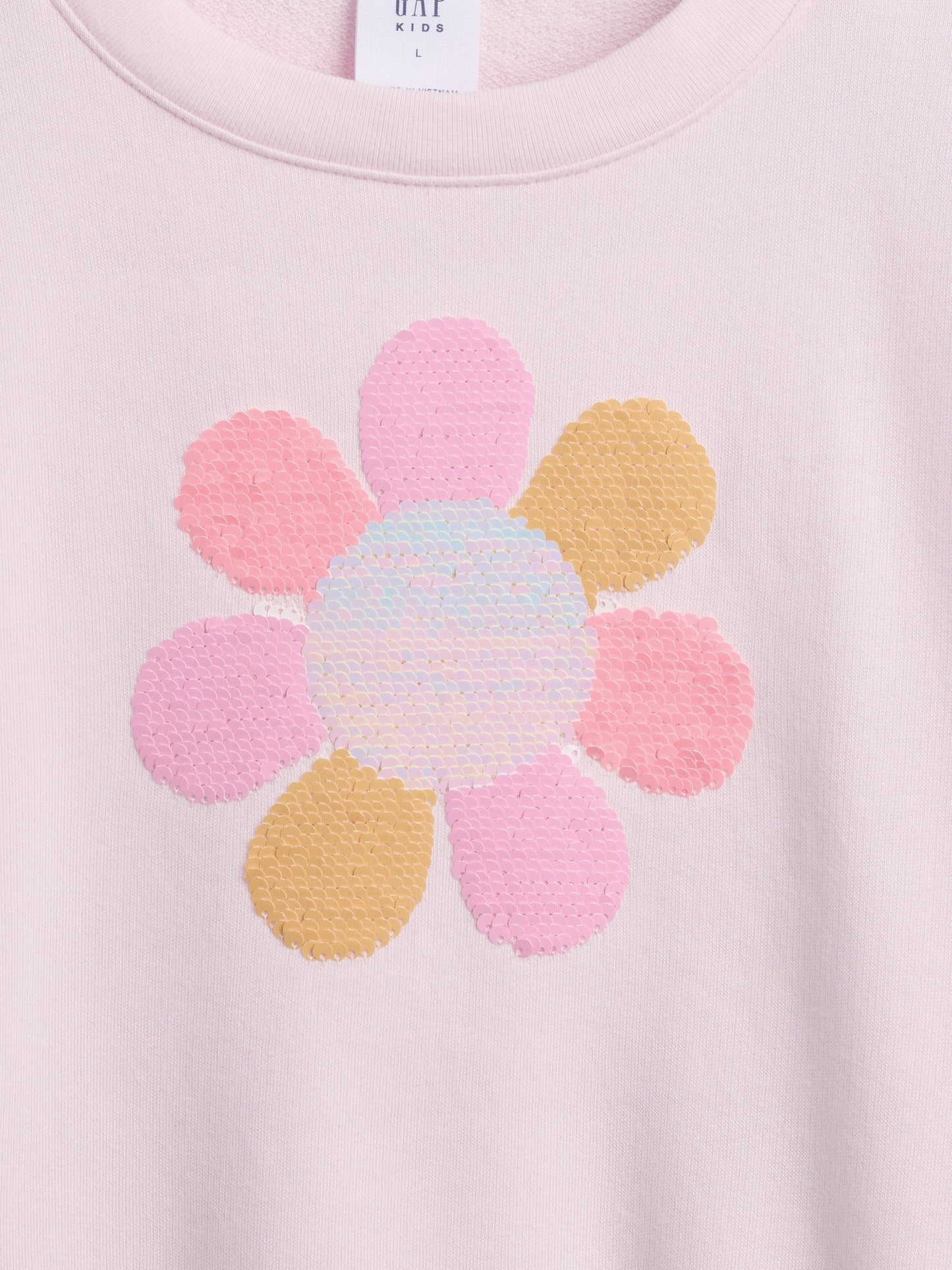 Açık Pembe Oversized Wedge Flippy-sequin Grafik Baskılı Sweatshirt