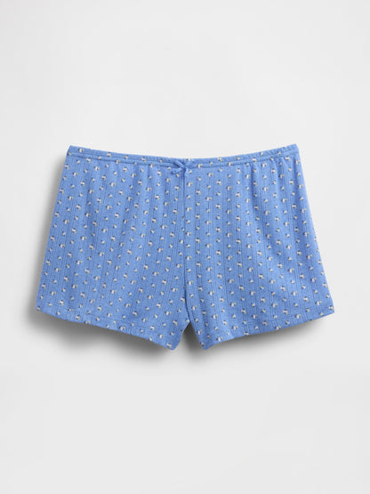 Mavi Pointelle Pijama Şortu