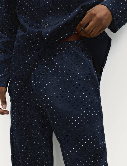 Saf Pamuklu Desenli Pijama Takımı
