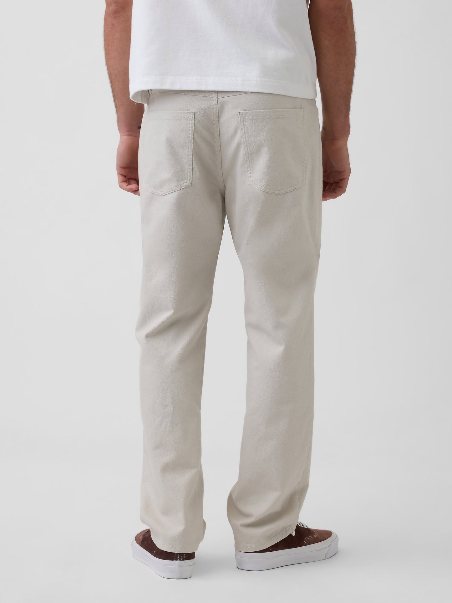 Açık Gri Keten Karışımlı Relaxed Straight Pantolon