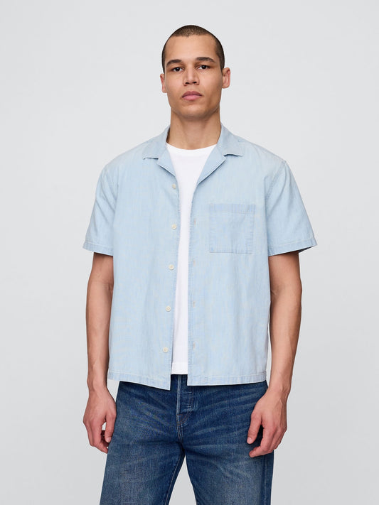 Açık Mavi Relaxed Denim Gömlek
