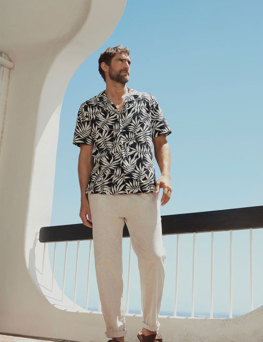 Regular Fit Kısa Kollu Keten Gömlek