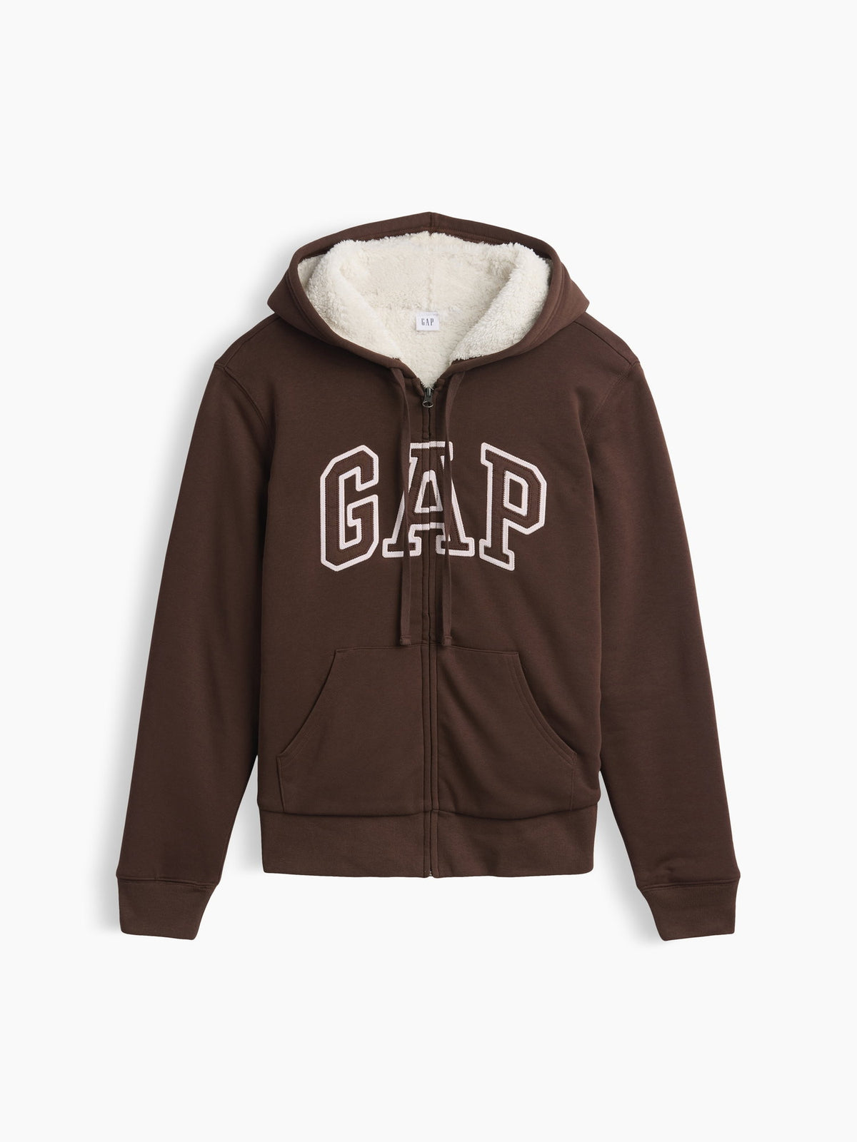 Kahverengi Relaxed Gap Logo Sherpa-astarlı Fermuarlı Sweatshirt