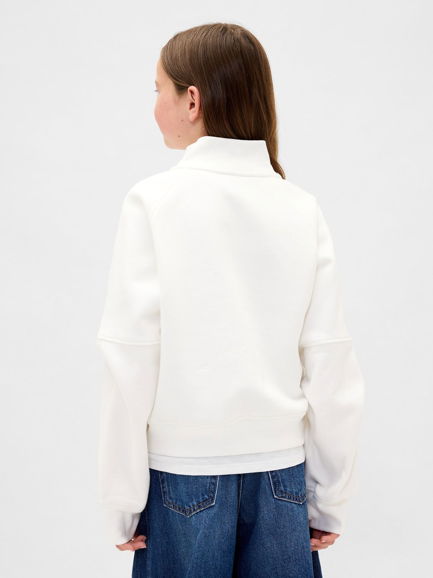 Beyaz Vintagesoft Gap Logo Yarım Fermuarlı Pullover Sweatshirt