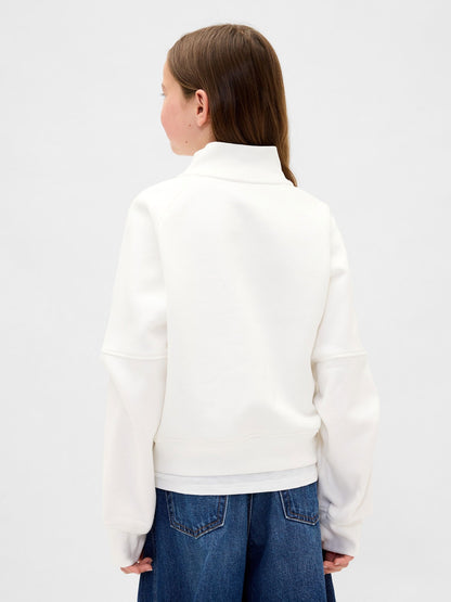 Beyaz Vintagesoft Gap Logo Yarım Fermuarlı Pullover Sweatshirt