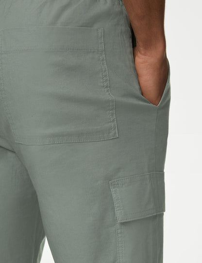 Straight Fit Keten Kargo Pantolon