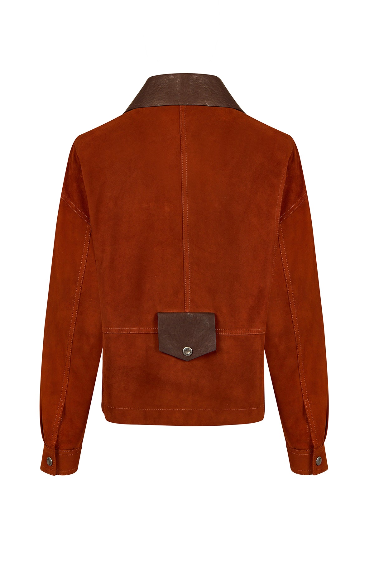 Capri Kadın Tarçın Gömlek Yaka Kısa Süet Deri Ceket