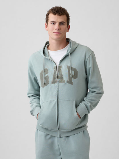 Açık Yeşil Relaxed Gap Logo Fransız Havlu Kumaş Fermuarlı Sweatshirt