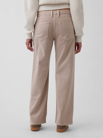 Bej Low Rise '90s Loose Khaki Pantolon