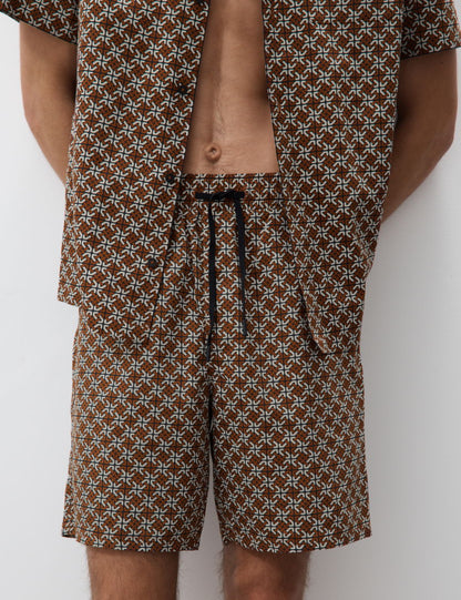 Pamuk Karışımlı Geometrik Desenli Pijama Şortu