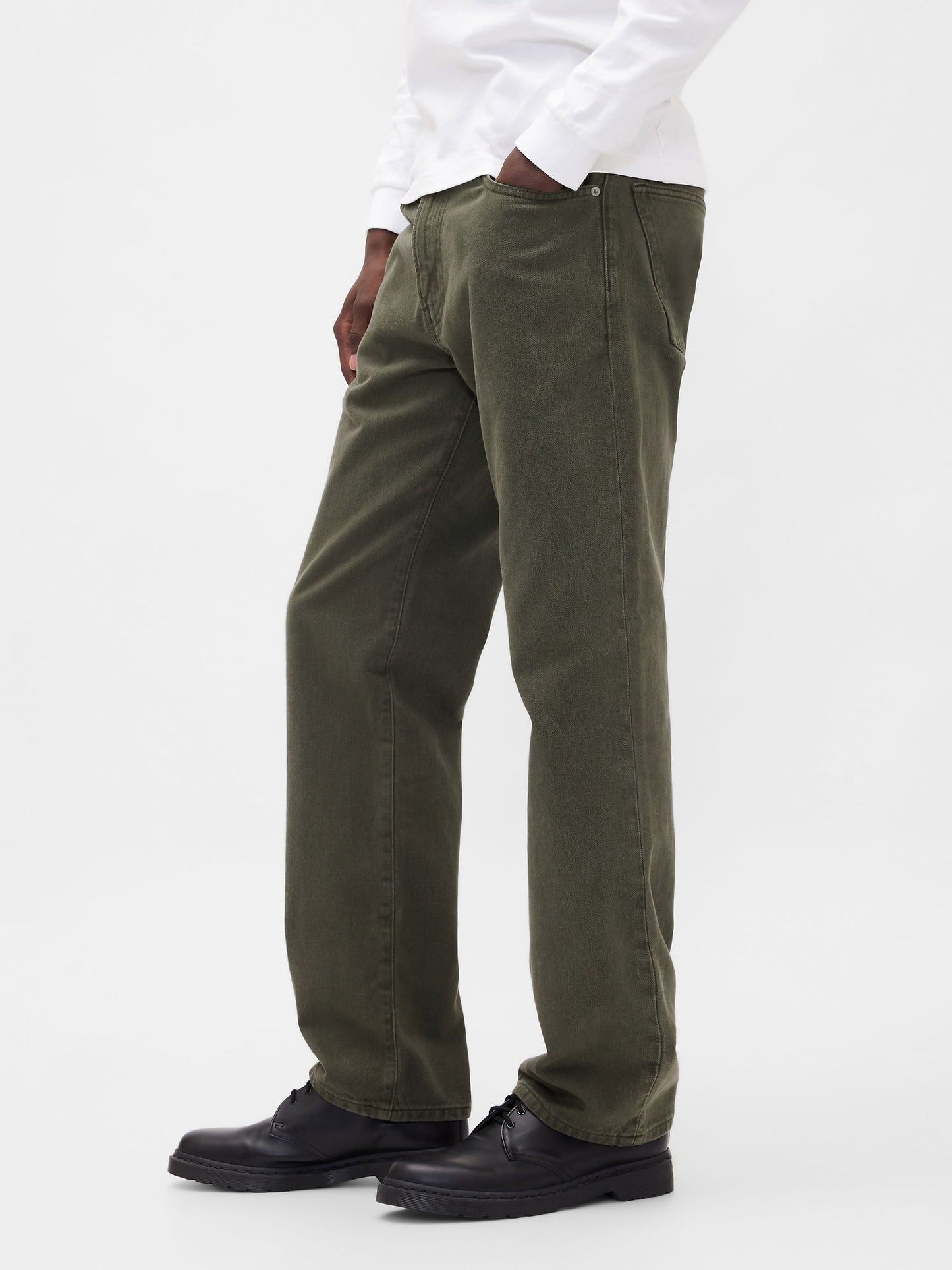Yeşil Relaxed Straight Jean Pantolon