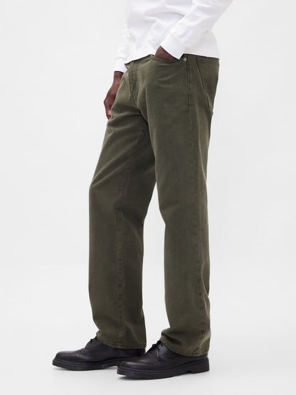 Yeşil Relaxed Straight Jean Pantolon